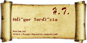 Höger Terézia névjegykártya